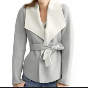 Banana Republic Gray and White Belted Jacket